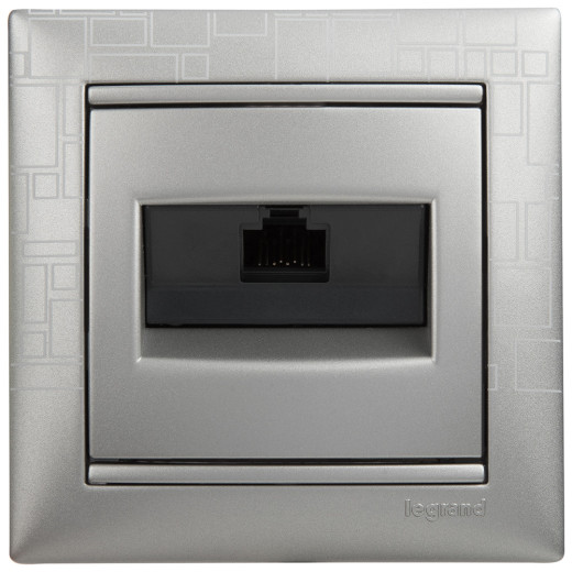 Розетка компьютерная RJ45 категория 6 UTP - Legrand Valena - с захватами - алюминий