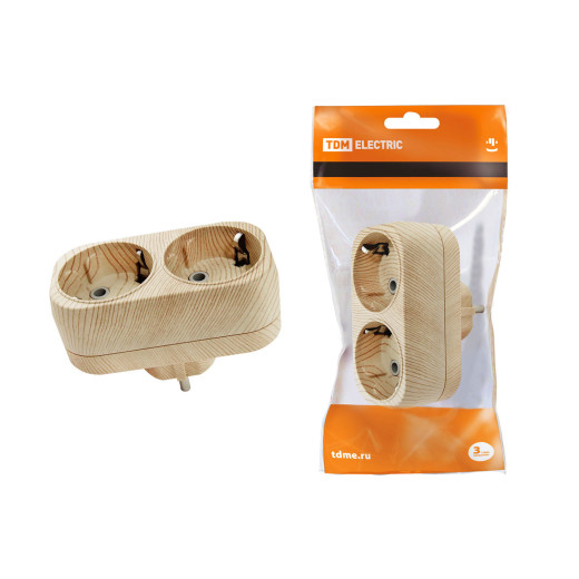 Блок на 2 гнезда 2П+З плоский 16А 250B 