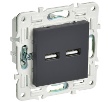 IEK SKANDY Графит Розетка USB A+A 3,1А SK-R15G