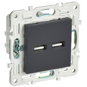 IEK SKANDY Графит Розетка USB A+A 3,1А SK-R15G