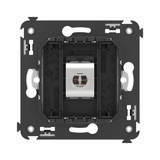 Компьютерная розетка RJ-45 без шторки в стену, кат.6 одинарная экранированная, Avanti, черный матовый