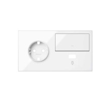 Simon 100 Белый глянец Кит 2 поста, фронт. Накладка на 1 розетку Schuko (слева) + 1 з/у USB SC + 1 клавиша выключателя
