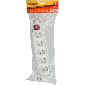 Navigator Удлинитель 71 558 NPE-S-05-500-ESC-3x0.75 с/з с выкл. 5 гн. 5м