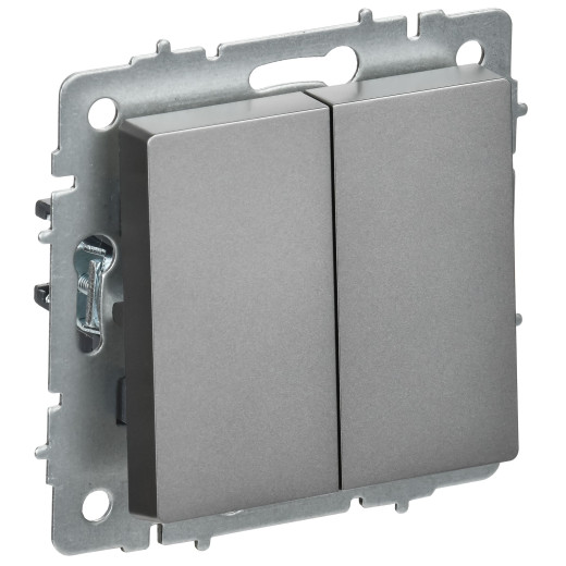 BRITE Выключ. 2-кл. перекр. 10А ВС10-2-3-БрС сталь IEK