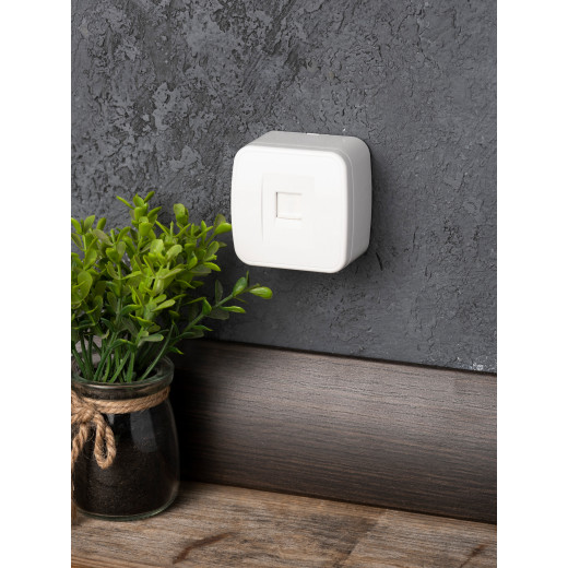 Минск Розетка RJ-45 1-местная, ОП 1А, 120В, белая EKF Basic