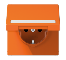 JUNG SCHUKO розетка с полем для надписи и крышкой, оранжевый