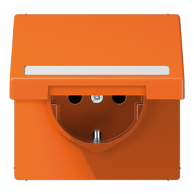 JUNG SCHUKO розетка с полем для надписи и крышкой, оранжевый