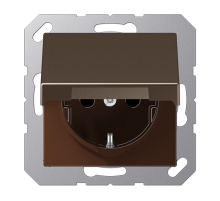 JUNG A 500 Мокка Розетка с/з с откидной крышкой