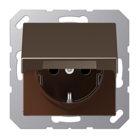 JUNG A 500 Мокка Розетка с/з с откидной крышкой