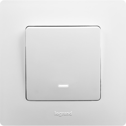 Выключатель одноклавишный с подсветкой/индикацией - Legrand Etika - 10А 250В безвинтовые зажимы - белый