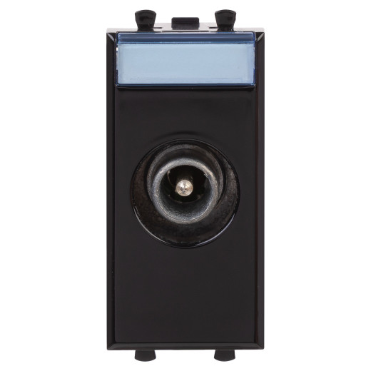 Розетка TV проходная модульная, Avanti, черный квадрат, 1 модуль