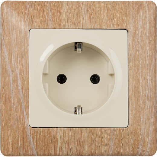 Valena LIFE.Силовая розетка 2К+З 16А 250В с лицевой панелью.Безвинтовые зажимы.Слоновая кость