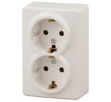 ЭРА Розетка Эксперт 11-2205-02 двойная с заземлением 2х2P+E Schuko 16A-250В IP20 ОУ слоновая кость