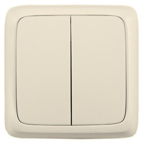 Hegel Альфа наруж Слоновая кость ВА16-155-01 Выключатель 2-клавишный с монт. пластиной