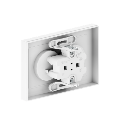 Механизм розетки двойной, 16А, без заземления, без шторок, с рамкой, белый Эпика EKF