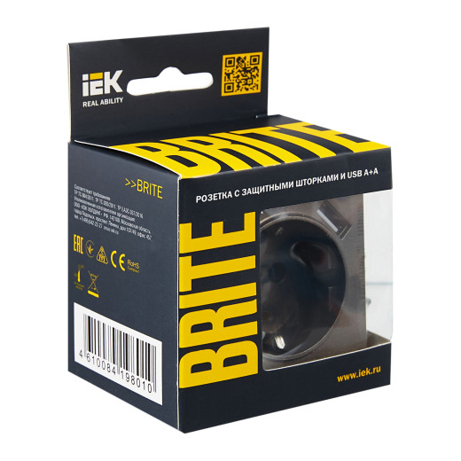 BRITE Роз. с з/к/ш 16А с USB A+A 2,1А РЮш10-1-БрТБ бр. IEK
