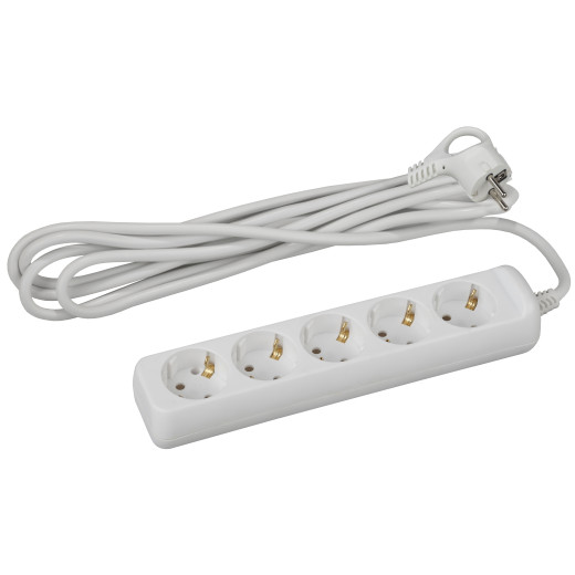 Удлинитель электрический ЭРА  U-5e-3m-3x1 с заземлением 5 розеток 3м ПВС 3x1мм2 16А