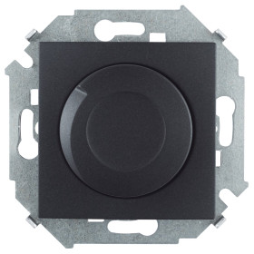 Simon 15 Графит Светорегулятор поворотно-нажимной, электронный, проходной, 500Вт, 230В, винт. зажим