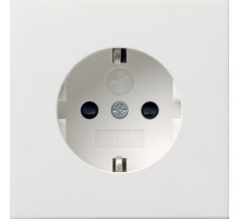 Gira F100 Бел глянц Розетка с/з, с затвором (shutter) и символом