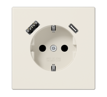 JUNG Слоновая кость Розетка SCHUKO® с USB-зарядным устройством тип A + тип С термопласт