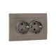 Валенсия лицевая панель розетки 2-местной с/з 16А графит с защ. штор. EKF PROxima