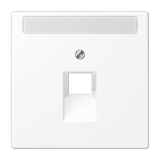 Плата (фиксация винтом) для одного модуля с полем для надписи, термопласт, белый матовый