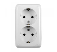 Hegel Альфа наруж Белая РА16-153 Розетка с/з двойная, с изол. пластиной