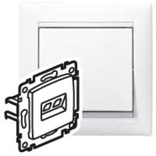 Розетка компьютерная RJ45 категория 5e UTP - Legrand Valena - с захватами - белый