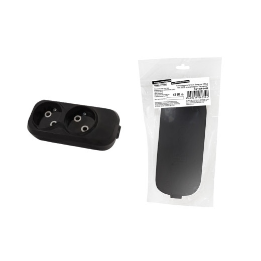 Колодка розеточная 2 гнезда 2П б/з 10А 250В черная серии 