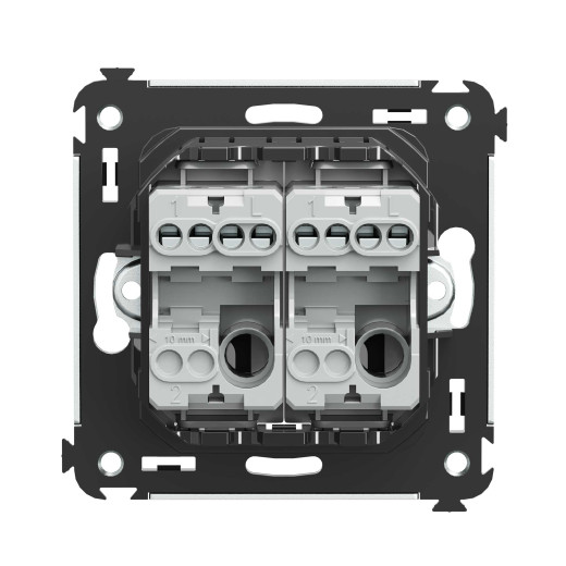 Выключатель двухклавишный в стену, Avanti, черный матовый