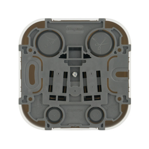 Розетка с заземлением - Legrand Quteo - со шторками IP20 16А 250В винтовые зажимы накладной монтаж - белый