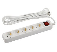 ЭРА Удлинитель электрический U-5es-3m-3x1,5 с заземлением с выключателем 5 розеток 3м ПВС 3x1,5мм2 16А