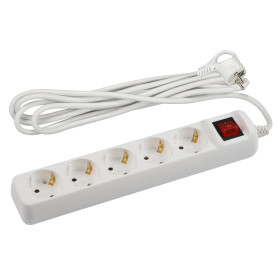 ЭРА Удлинитель электрический U-5es-3m-3x1,5 с заземлением с выключателем 5 розеток 3м ПВС 3x1,5мм2 16А