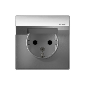 Systeme Electric ArtGallery Алюминий Розетка с заземл. со шт. с крышк, 16А, IP44, механизм