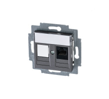 ABB EPJ Levit сталь / дымчатый чёрный Розетка компьютерная RJ45 кат,5e+заглуш,, сталь