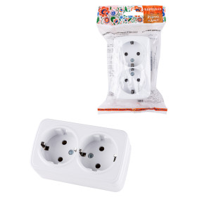 TDM Розетка двойная 2П+3 открытой установки IP20 16А, белая 