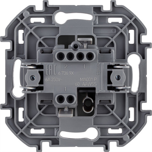 Выключатель кнопочный одноклавишный - Legrand/Daccord Inspiria - с нормально-открытым контактом 6А 250В безвинтовые зажимы - антрацит