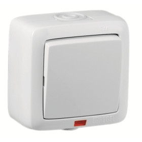 Hegel Альфа наруж Белый ВА10-262 Переключатель 1-клавишный с индикацией, брызгозащищенный