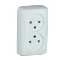 Hegel Альфа наруж Белая РА16-143 Розетка двойная с изол. пластиной