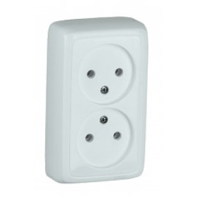 Hegel Альфа наруж Белая РА16-143 Розетка двойная с изол. пластиной