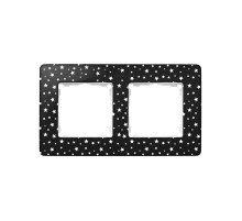 Simon 82 Detail Черный в белую звёздочку, основание белое Рамка 2-ая