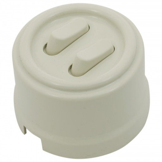 Пластик Слоновая кость Выключатель 2-кл. (клавишный)