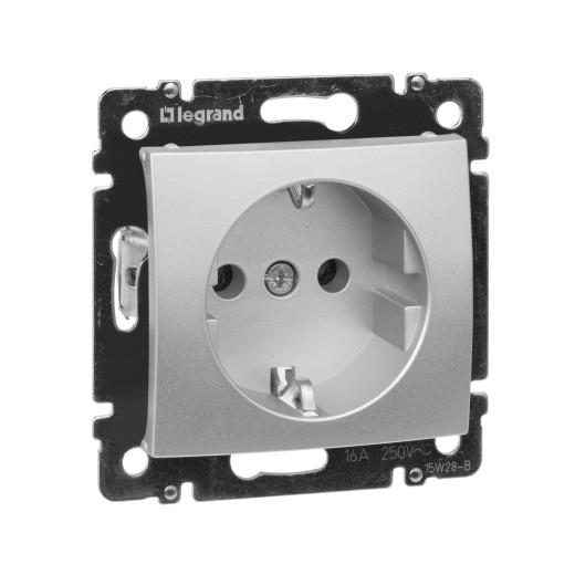 Розетка с заземлением - Legrand Valena - без шторок 16А 250В винтовые зажимы - алюминий