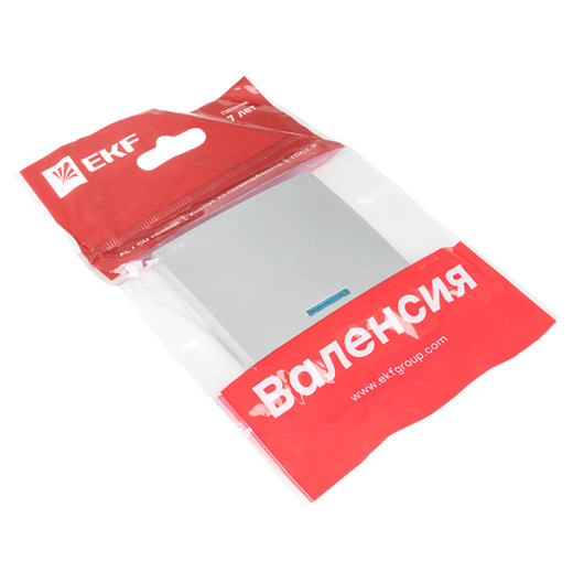 Валенсия лицевая панель выключателя 1-кл. с индикатором 10А сталь EKF PROxima