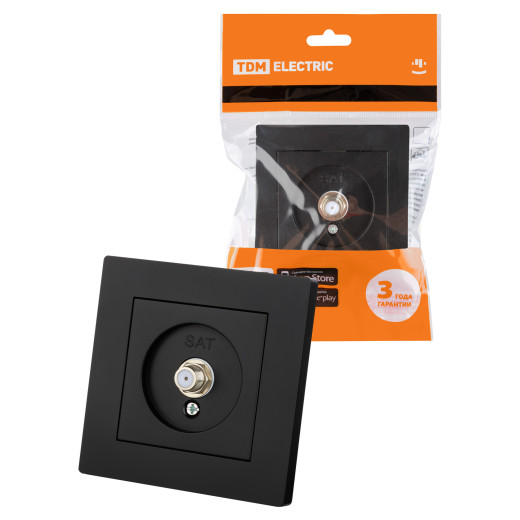 Розетка SAT (F-разъем) 0-2400МГц черная 