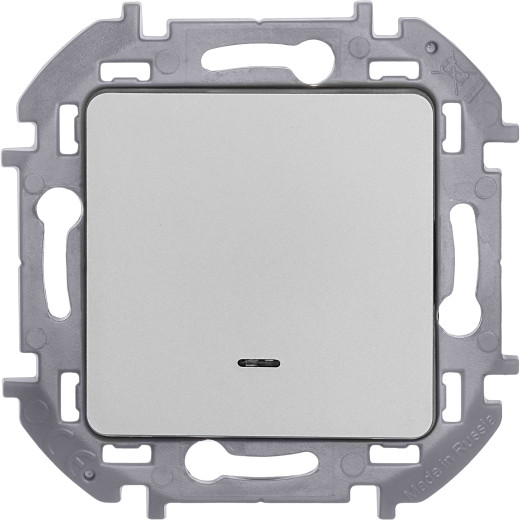 Выключатель одноклавишный с подсветкой/индикацией - Legrand/Daccord Inspiria - 10АХ 250В безвинтовые зажимы - алюминий