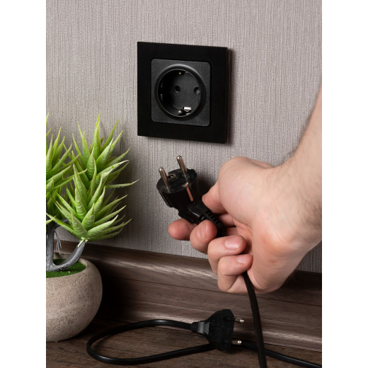 Стокгольм Механизм Розетки 1-местной с/з 16А автоматические клеммы черный с защ. штор. EKF PROxima