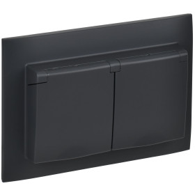 IEK SKANDY Графит Розетка 2-ая с/з с крышкой 16А в сборе IP44 SK-R12G