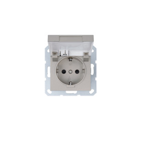 Jasmart G Шампань Розетка с/з со шторками с крышкой 16A 250V~