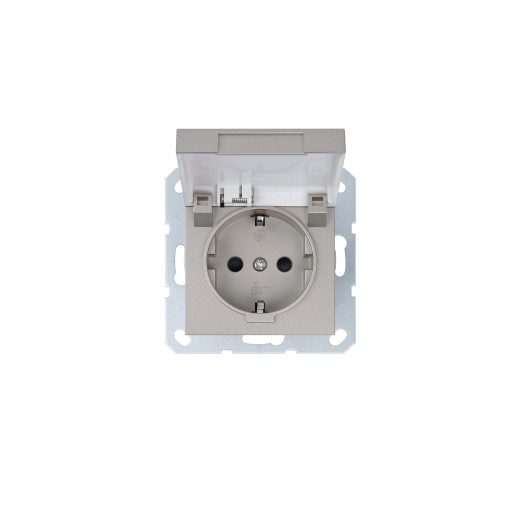 Розетка SCHUKO© с крышкой и защитными шторками 16A 250V~ 2P+T, цвет шампань